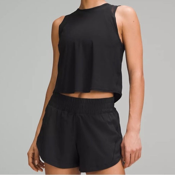 Sculpt Cropped Tank Top - Black - Picture 1 of 6